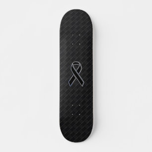 Black Chrome Style Ribbon Awareness Skateboard