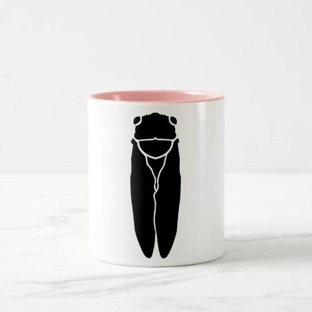 Black Cicada Insect Two-Tone Coffee Mug (Center)