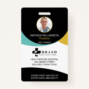 Black Circle Design    Medical Photo ID & Logo Badge
