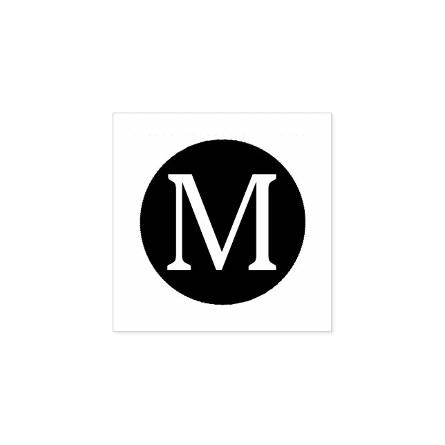Black Circle Frame Monogrammed Rubber Stamp (Imprint)