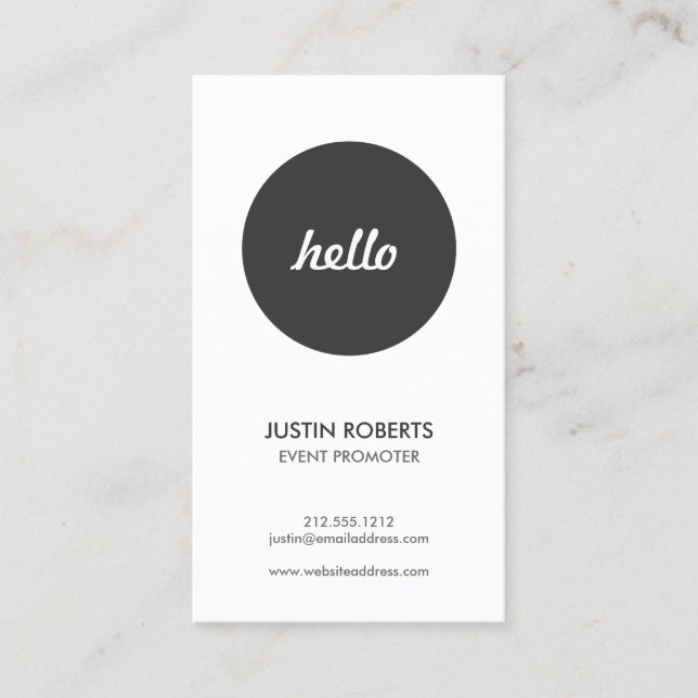 Black Circle Hello Logo Carte de visite moderne (Devant)