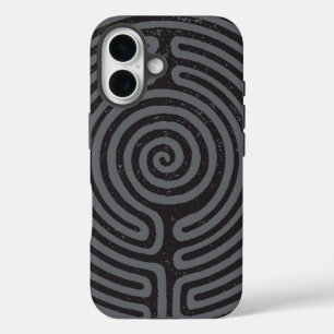 Black Circle Labyrinth (Grey) Fine Art iPhone 16 Case