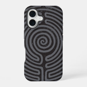 Black Circle Labyrinth (Grey) Fine Art iPhone 16 Case