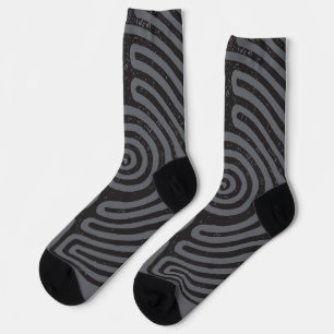 Black Circle Labyrinth (Grey) Fine Art Socks