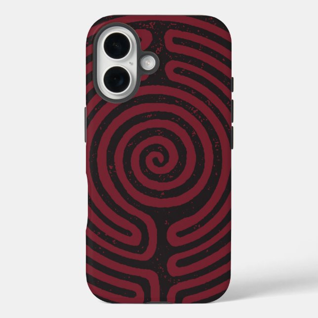 Black Circle Labyrinth (Maroon) Fine Art Case-Mate iPhone Case (Back)