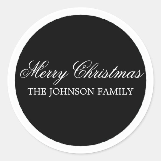 Black Circle Merry Christmas Stickers