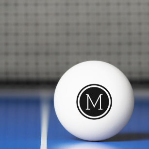 Black Circle Monogram Personalized Ping Pong Ball