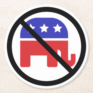 Black Circle No Sign Anti-GOP Political Opinion Round Paper Coaster