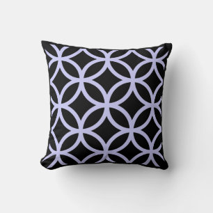 Black Circle Pattern Your Choice Background Colour Throw Pillow