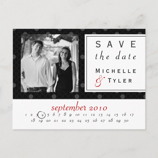 Black Circle Save the Date Card (Front)