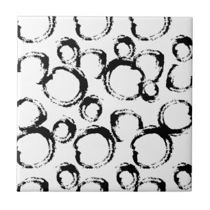 Black Circle Scribble Design Tile