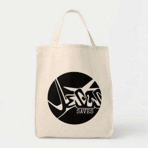 Black Circle The Cross Jesus Saves Graffiti Tote Bag