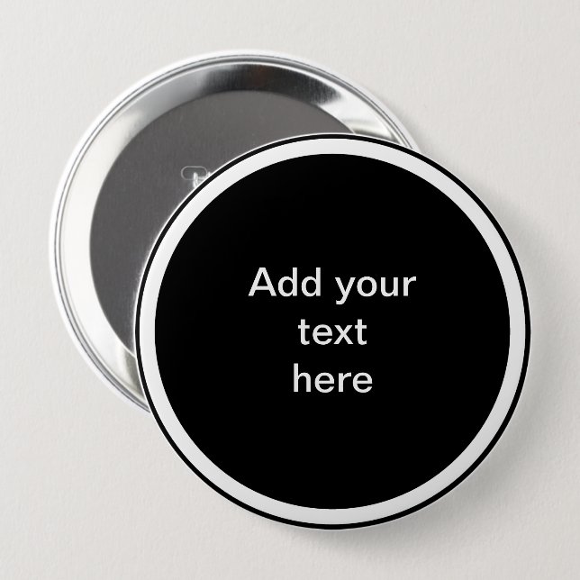 Black circle with white circle frame TEMPLATE,  4 Inch Round Button (Front & Back)