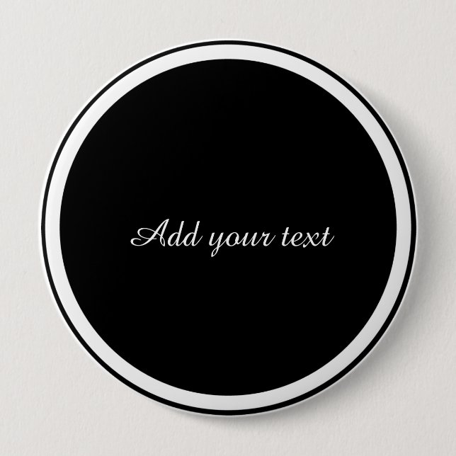 Black circle with white circle frame TEMPLATE,  4 Inch Round Button (Front)