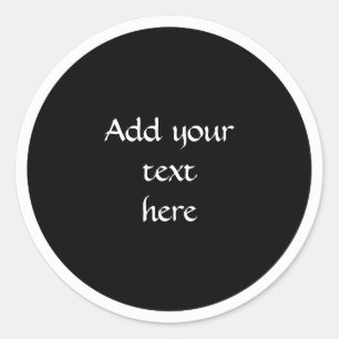 Black circle with white circle frame TEMPLATE,  Classic Round Sticker