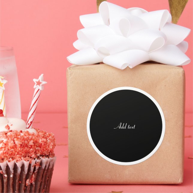 Black circle with white circle frame TEMPLATE,  Classic Round Sticker (Party)