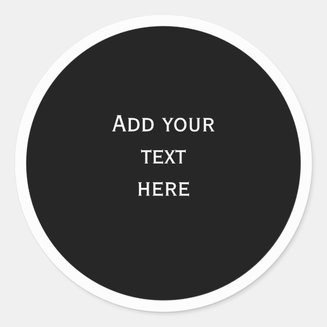 Black circle with white circle frame TEMPLATE,  Classic Round Sticker (Front)