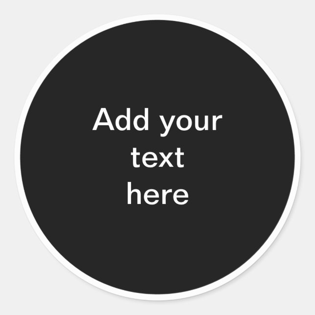 Black circle with white circle frame TEMPLATE,  Classic Round Sticker (Front)