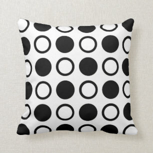 Black Circles and Polka Dots Throw Pillow