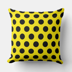Black Circles on Yellow Background Throw Pillow