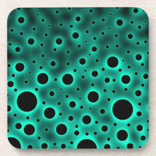 Black Circles over Turquoise Design Coaster