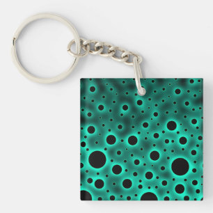 Black Circles over Turquoise Design Keychain