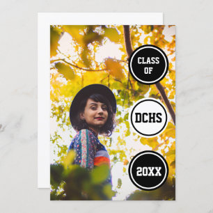 Black Circles Photo Graduation Invitation