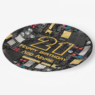 Black circuit board paper plate