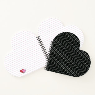 Black Circular Delight Heart Shaped Notebook