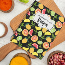 Black Citrus Lemon Orange Pattern Family Recipes