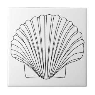 Black Clam Scallop Seashell Tile
