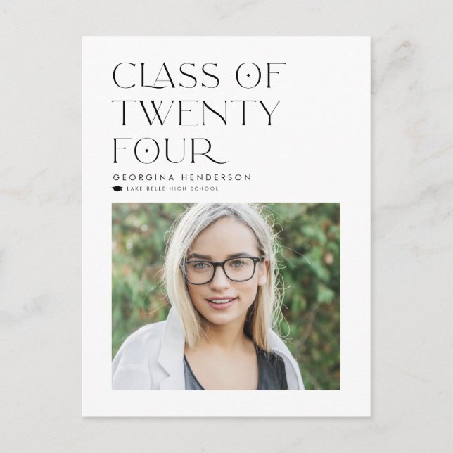 Black Class of 2022 Modern Minimalist Graduation Postcard (Front)