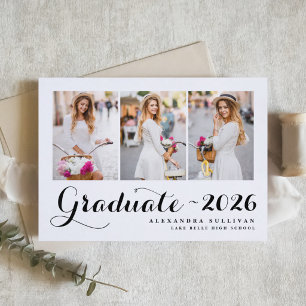 Black Class of 2024 Photo Collage Graduation Invitation