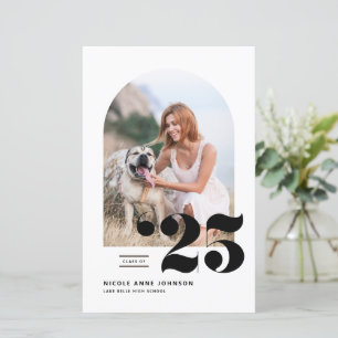 Black Class of 2025 Arch Photo Graduation Invite