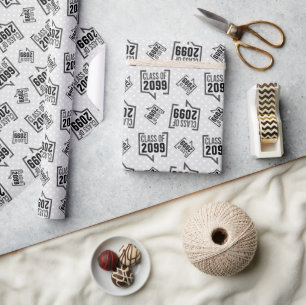 Black Class Year Speech Bubble Wrapping Paper