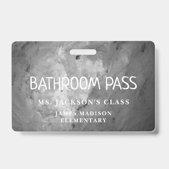 Black Classic Back To School Bathroom Hall Pass Badge (Front)