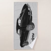 Black Classic Corvette Design Bath Towel