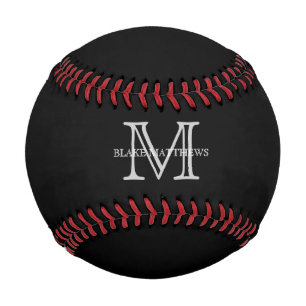Black Classic Custom Monogram & Name Baseball