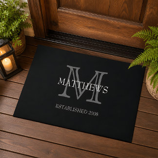 Black Classic Custom Monogram & Name Doormat