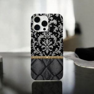 black Classic Damask Luxe iPhone 16 Pro Max Case