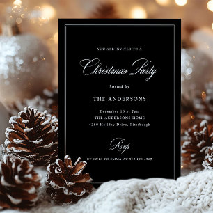 Black Classic Elegance Christmas Party Invitation