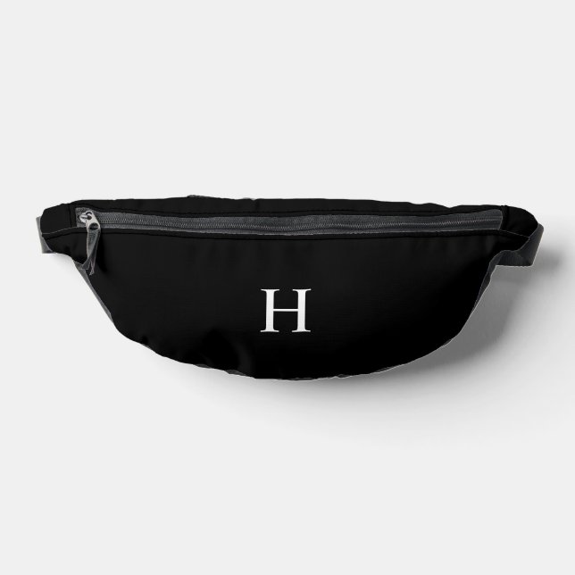Black Classic Elegant Monogram Fanny Pack (Lay Down)