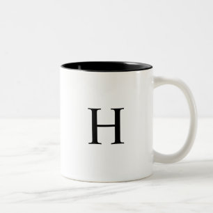 Black Classic Elegant Monogram Two-Tone Coffee Mug