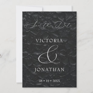 Black Classic Elegant Script Photo Save The Date
