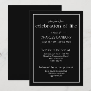 Black Classic Funeral Celebration of Life Invitation
