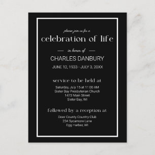 Black Classic Funeral Celebration of Life Postcard