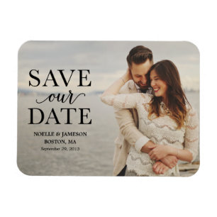 Black Classic Overlay Save the Date Magnet
