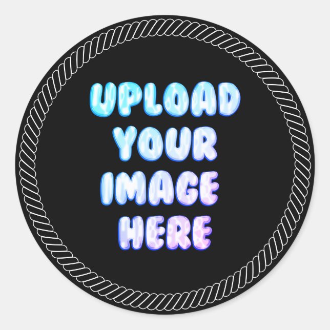 Black Classic Round Sticker with a Business Logo (Devant)