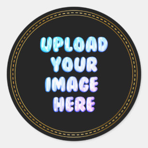 Black Classic Round Sticker with a Business Logo