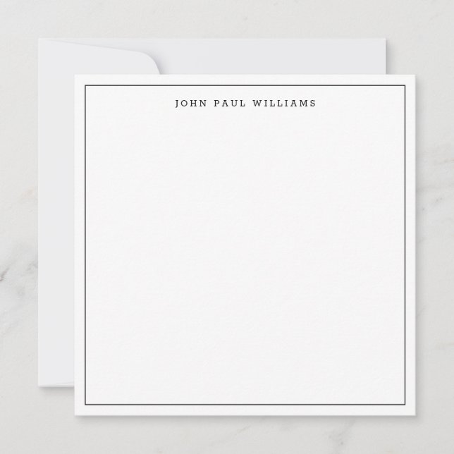 Black Classic Simple Minimalist Thin Border Square Card (Front)